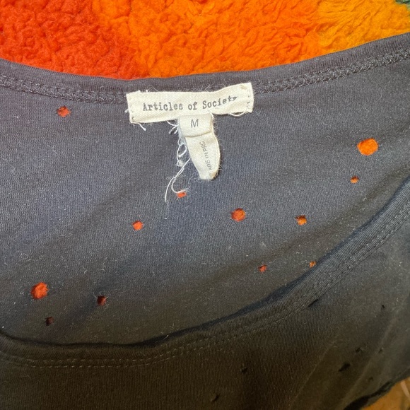 Articles of Society Pocket T-Shirt Punk Goth Hole Shirt M - Picture 2 of 4